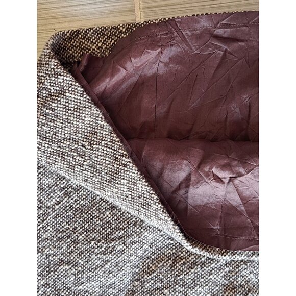 Y2K J.Crew Tweed Wool Blend Mini Skirt Size 6 Brown White Back Button Academia - Picture 6 of 8